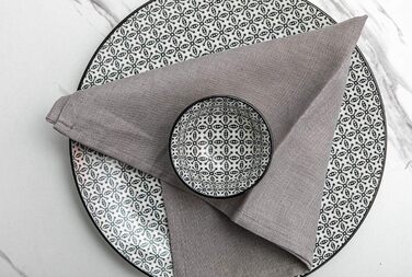 Linendo Linen Napkins, 100% Pure Linen, Grey, 38 x 38 cm, 6 Pieces, European Flax, Linen Napkins, Washable Reusable Cloth Napkins