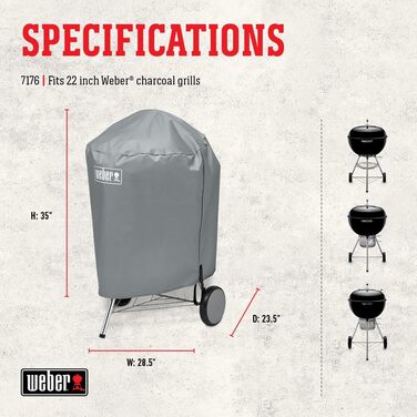 Чохол для гриля Weber 57 см, водостійкий, дихаючий, захисний, сірий