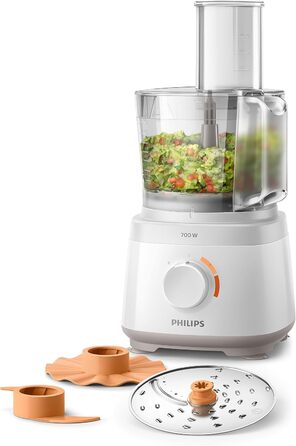 Philips HR7310/00 Kitchen Machine Daily Collection (700 W, 16 Functions, 2L Capacity, 2-in-1 Slicing Disc) white 700 Watt, 16 Functions