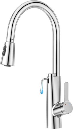 Кран кухонний CREA Wasserfall висувний з дозатором мила, нержавіюча сталь, 360° оберт, 4 режими, хром