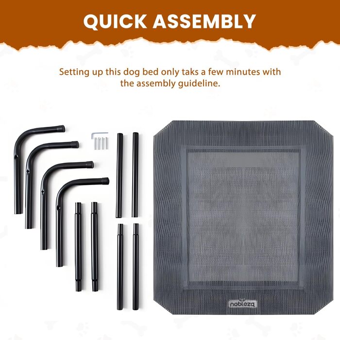 Зручне лежак для собак Nobleza Hundeliege Outdoor, сірий, M, 105x80x20 см - для відпочинку на вулиці, кемпінгу, з підняттям, з підстилкою