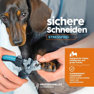 Ножиці для обрізки кігтів собак та котів PORTENTUM з пилочкою, нержавіюча сталь, безпечний захист, 6 дюймів