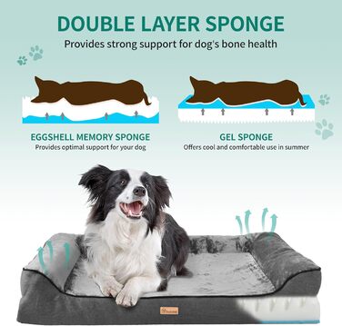 Крісло-ліжко для собак середніх порід YITAHOME, 51x48 см, ортопедичне, знімний чохол, чорне