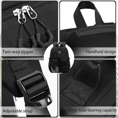 Чорний шкільний рюкзак для підлітків та дорослих: міцний, водонепроникний, для середньої школи та гімназії