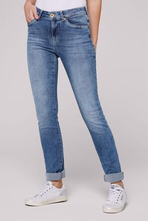 Джинси жіночі SOCCX Regular Fit: зручний стрейч-денім, прямі штанини, середня посадка, блакитний вінтаж 27W/34L