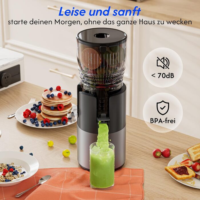 Шнекова соковижималка B Megajuicy 150mm XL для овочів та фруктів, холодний віджим, 300Вт, з функцією реверсу та двома контейнерами (550мл, 450мл), без BPA