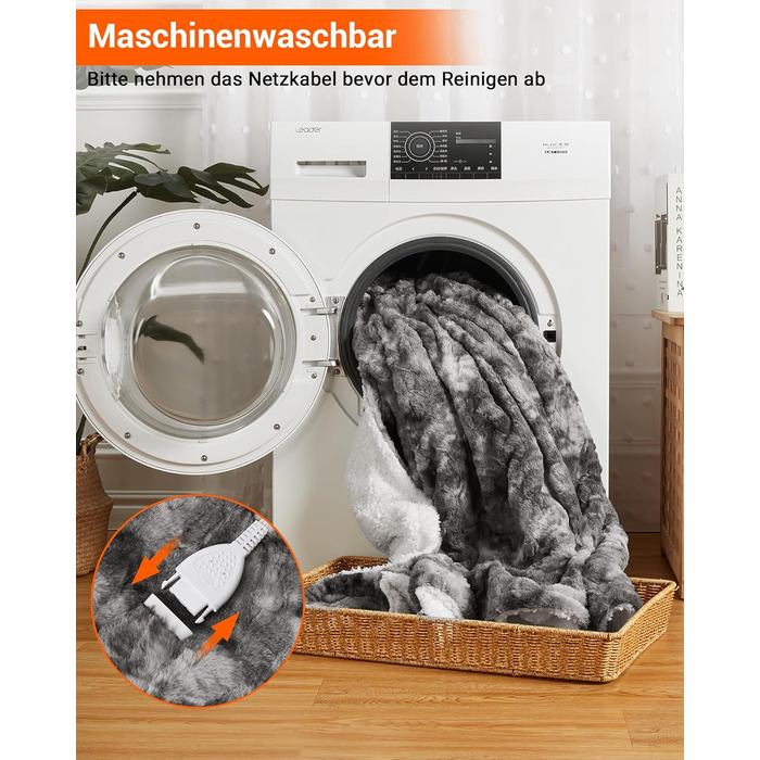 Електрична ковдра LinTimes з автовимкненням, 6 температурних режимів, 180 x 130 см, сіра