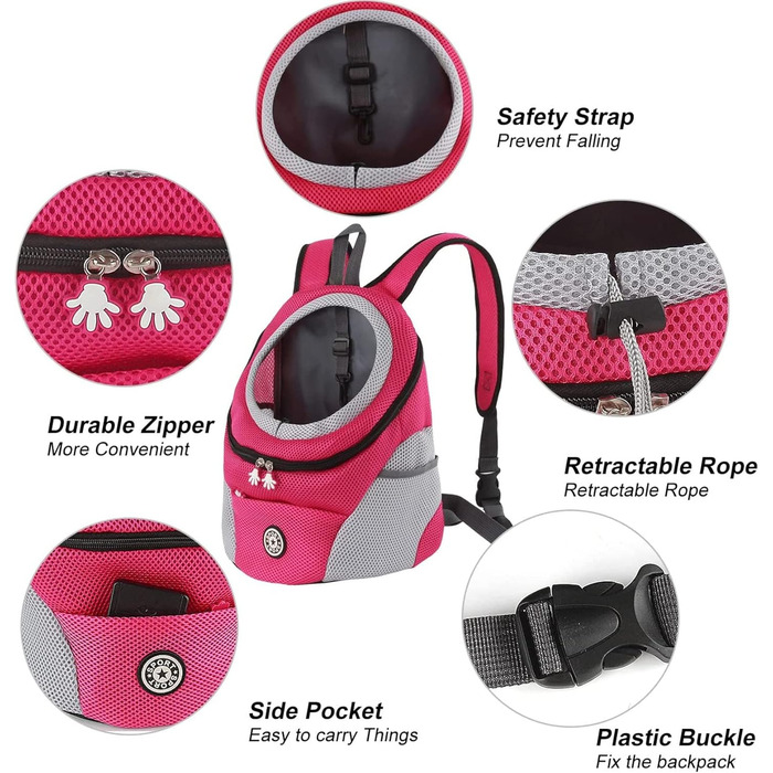Шлейка для собак та цуценят, переноска-рюкзак, рожево-червона (L)