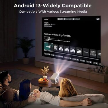 Портативний проєктор LYNCAST N300: 4K, Android 13, WiFi 6, Bluetooth 5.4, сумісний з Netflix, iOS, USB, HDMI