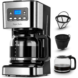 Кавомашина Taylor Swoden Darcy 950W з таймером, 1.5L, 12 чашок, автоматичне відключення, чорна