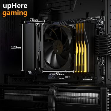 upHere Охолоджувач CPU з 4 Heatpipe, сумісний з Intel 2011/2066 (X79/X99) та AM5/AM4, 120мм вентилятор PWM