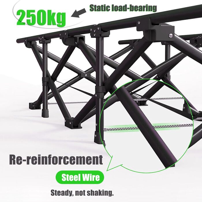Розкладне ліжко для дорослих HCBUTAЕ 250kg - односпальне, гостьове, туристичне ліжко для відпочинку на природі та вдома (з кишенею, сталевий каркас, Oxford)