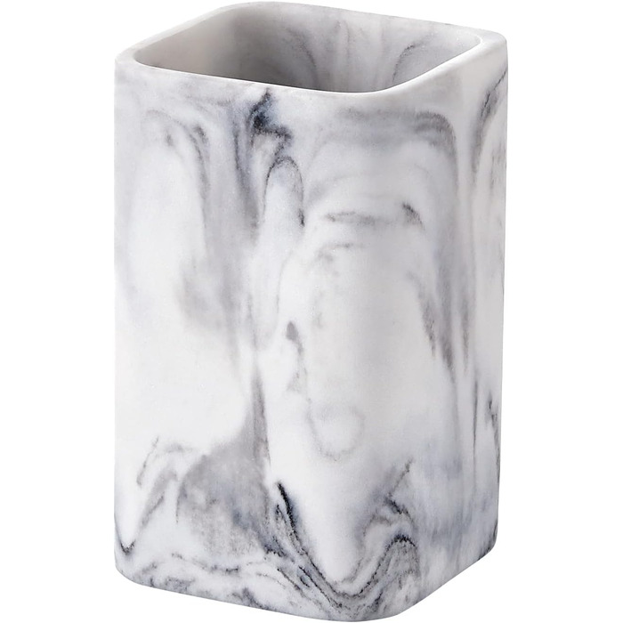 Органайзер для ванної кімнати ZCCZ: великий тримач для зубних щіток з імітацією каменю, чаша для зубної щітки з багатьма відділеннями для електричної щітки, косметики, пензлів, бритви (білий квадрат)