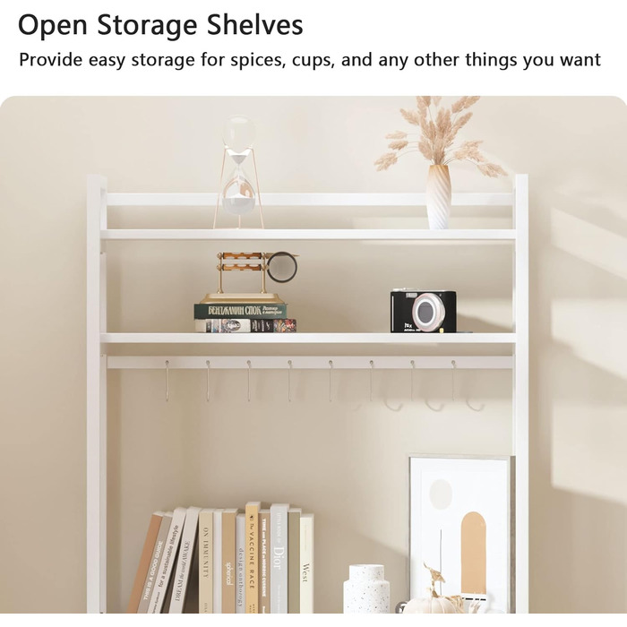 Стелаж для кухні SogesHome 5-ярусний, 80x40 см, з гачками, білий