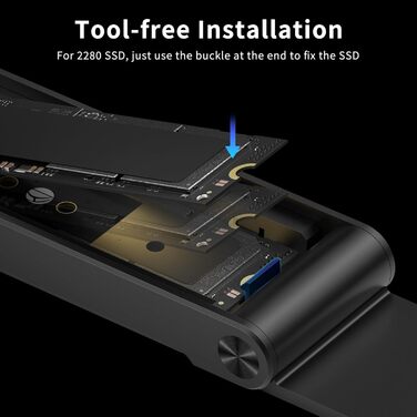 Корпус для SSD M.2 NVMe з USB 3.2 Gen 2 (10Gbps), адаптер для підключення SSD, без інструментів, підтримка UASP та Trim