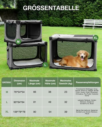 Складана переноска для собак середніх порід, 76x54x54 см, зелена/сіра