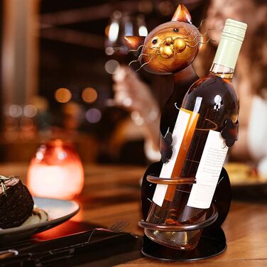 Cat Wine Holder, Wine Bottle Holder, Cat Decor, Wine Rack, Metal Sculpture, Practical Sculpture, Interior Decoration Craft, Main Decoration for Birthday, Christmas, Thanksgiving