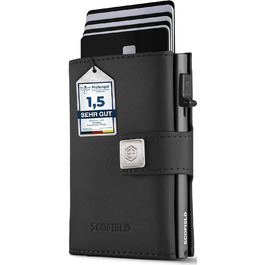 Чоловічий гаманець SF SCOFIELD з відділенням для монет | Тонкий гаманець на 9-11 карток | RFID захист | Чоловіче портмоне | Гаманець з монетницею | Чорний | Slim Wallet