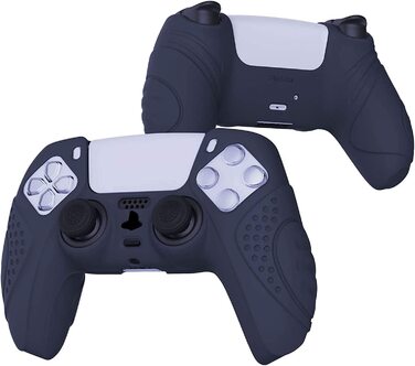 Ергономічний силіконовий чохол eXtremeRate PlayVital для геймпада PS5, захисна накладка з м'якої гуми з насадками на стіки (2 шт), Guardian Edition, синій колір