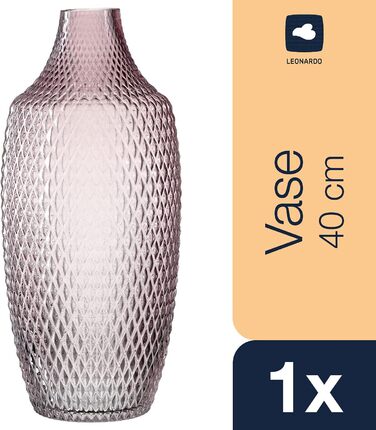 Ваза Leonardo Poesia, скляна, ручної роботи, рожева, 40 см, 018677