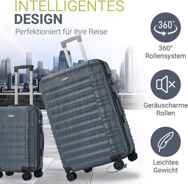 Набір валіз Juskys® Hartschale 4 шт. - з кодовим замком, тихі колеса 360°, телескопічна ручка, легкий, колір антрацит