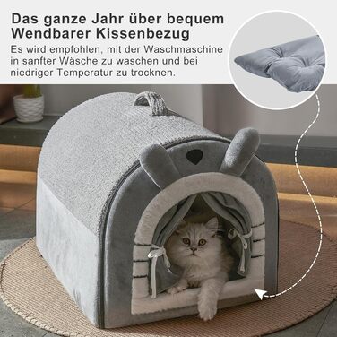 Будка для собак середнього розміру Jiupety з завісою, портативна переносна будка для собак, розмір L (61x45x45 см), сіра, знімний м'який лежак