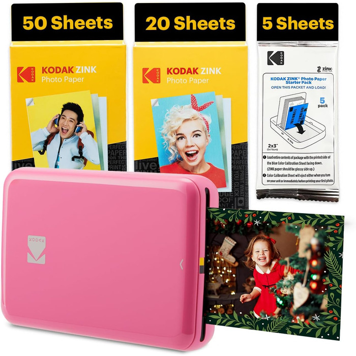 Фотопринтер KODAK Step: Міні-принтер для смартфонів з Bluetooth, друк на Zink 2x3