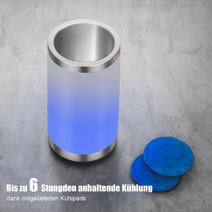 Elrigs Wine Cooler with Ambient RGB Touch Lamp | Bottle Cooler with 2 Cooling Pads for 750ml Champagne/Wine | Ideal as a Wine Gift for Women/Men | Wine Accessory for Party/Dinner