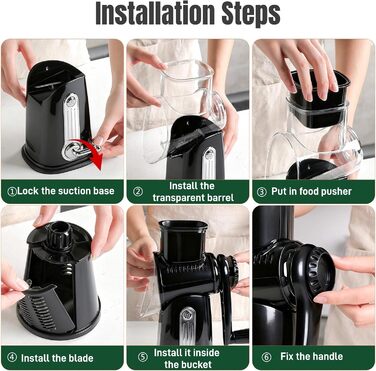 Ручна тертка для сиру та овочів з 5 зміненими лезами з нержавіючої сталі, з ручкою, для кухні.