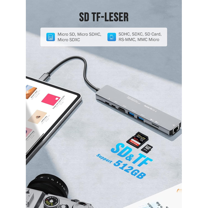 Lemorele Док-станція 12-в-1 з USB-C: 10Gbps, Dual 4K HDMI, VGA, USB 3.1/2.0, 100W PD, SD/TF, Audio - для Windows, MacBook, Dell