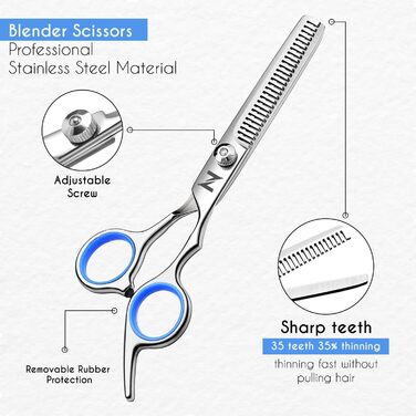 Набір для грумінгу собак та котів: професійні ножиці для стрижки шерсті з чохлом з екошкіри, нержавіюча сталь