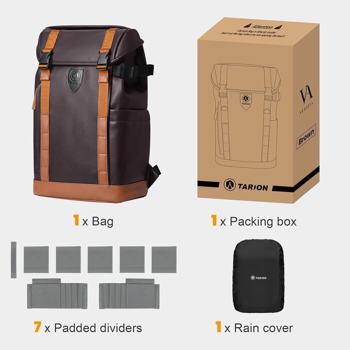 Рюкзак для фотоапарата Tarion: водонепроникний, з відділенням для ноутбука 14
