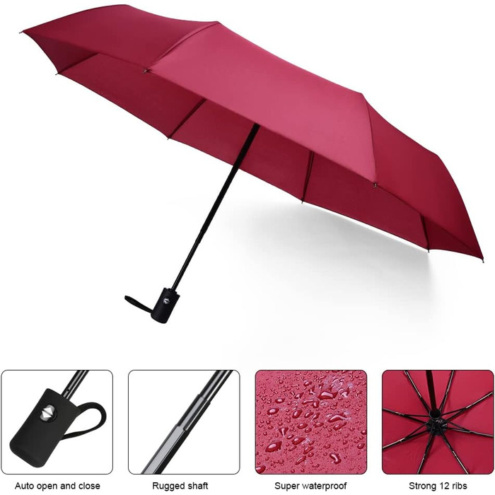 Зонт автоматичний Vicloon, 8 спиць, компактний, водовідштовхувальний, для подорожей та гольфу, темно-зелений