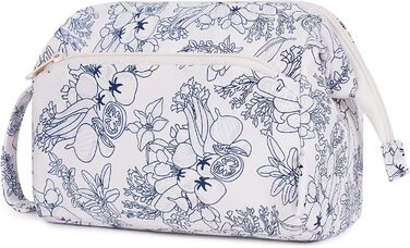 Косметичка для жінок Narwey: подорожня сумочка для макіяжу та косметики (сіро-блакитна, з квітковим принтом)