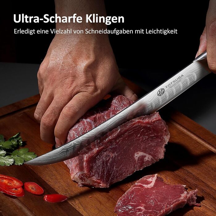 Японський кухонний ніж YOTSUBA 22см, професійний шеф-ніж з високоякісної сталі, ергономічна ручка, для приготування їжі