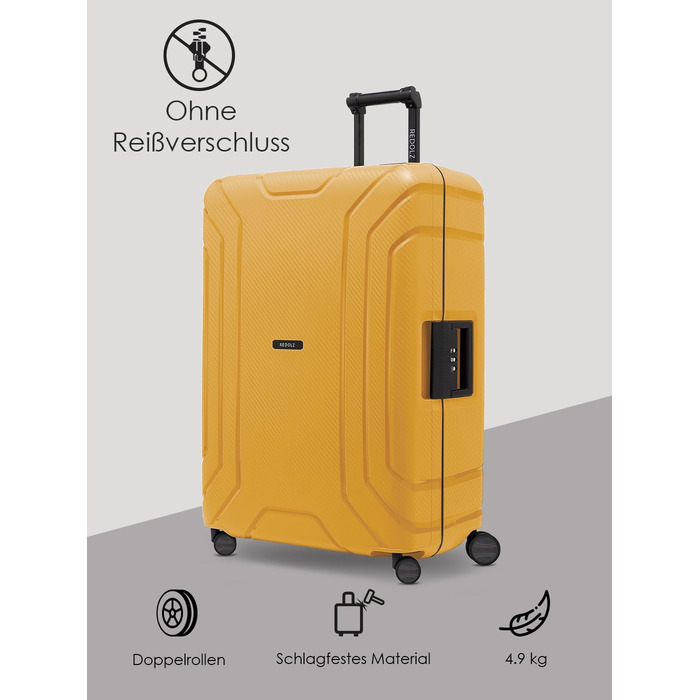 Набір валіз REDOLZ Hartschalen 3-х частинний (Dark Yellow) з TSA-замком | З поліпропілену, 4 колеса, система 3-х точок | Для жінок та чоловіків (Essentials 15)