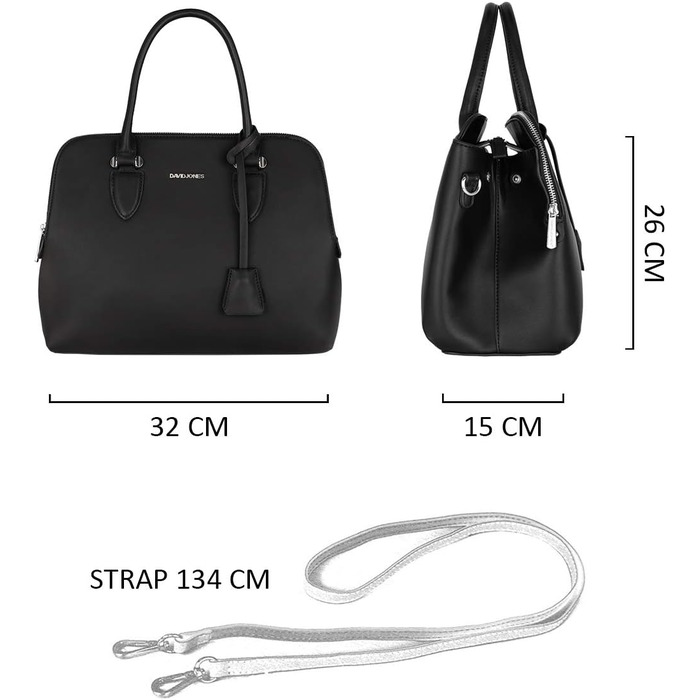 Сумка жіноча David Jones елегантна шопер (tote bag) з PU шкіри, чорна. Сумка через плече, багато відділень, для роботи та повсякдення