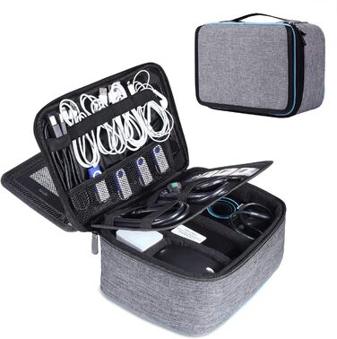BERTASCHE Cable Bag - Large Cable Bag with 11-inch Tablet Pocket for Travel, Work, University, Electronics Accessories Bag