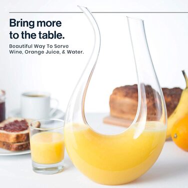 100% Lead-Free Crystal Glass U-Shaped Decanter - 1L Elegant Wine & Juice Carafe, perfect for aeration and serving, gift-ready with luxurious packaging