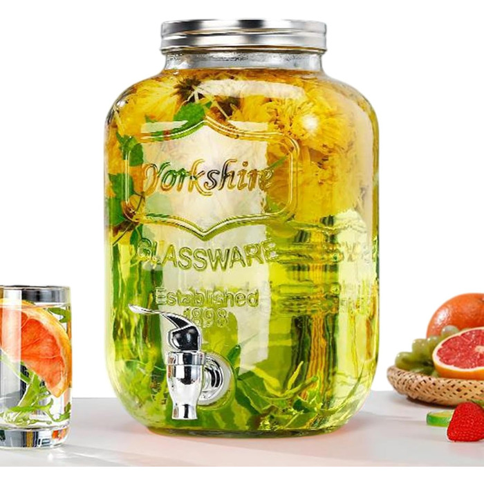 Drink Dispensers for Parties, Leakproof Beverage Dispenser Spigot, Food Grade, Transparent, Iced Beverage Jugs, Party Hosting Accessories for Lemon, Sangria, and Drinks
