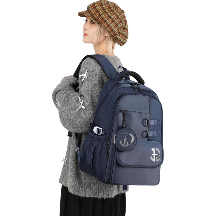 Шкільний рюкзак JANSBEN для підлітків (хлопців та дівчат), водонепроникний, з декількома відділеннями, для школи та подорожей, ідеальний для 5 класу (темно-синій)