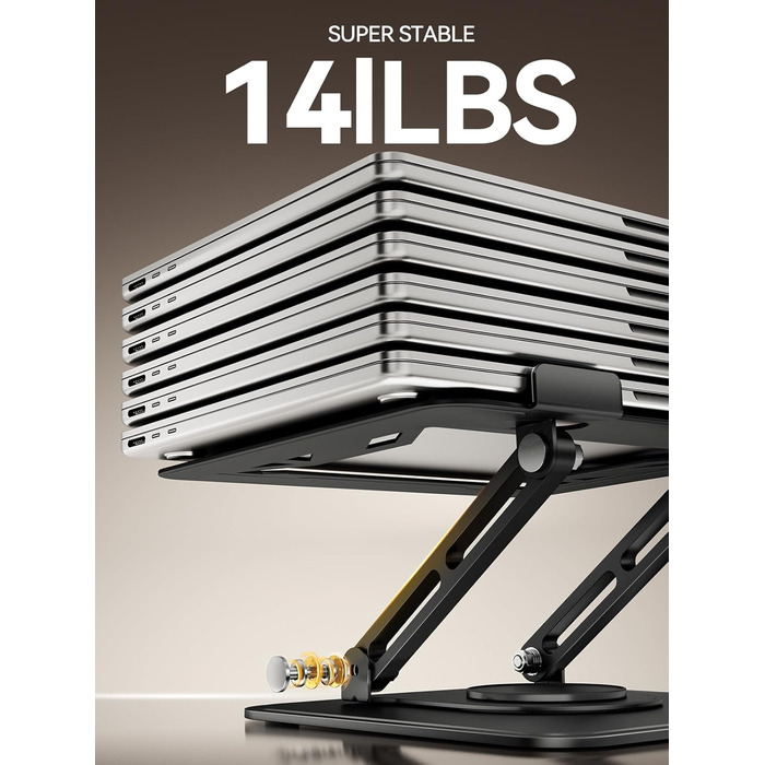 Підставка для ноутбука на стіл Tounee, регульована, 360° обертання, ергономічна, для MacBook Pro, Air та ноутбуків 10-16 дюймів – чорна