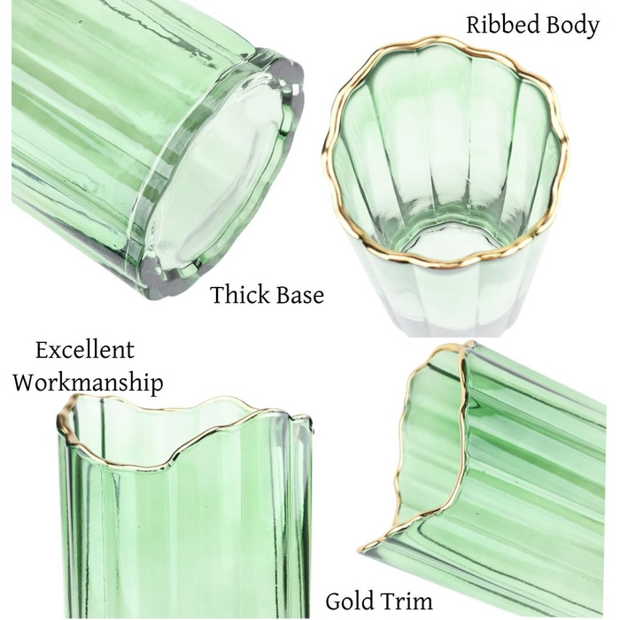 Висока скляна ваза для квітів, велика ваза-циліндр для декору інтер'єру (зелена, 10x10x25 см)