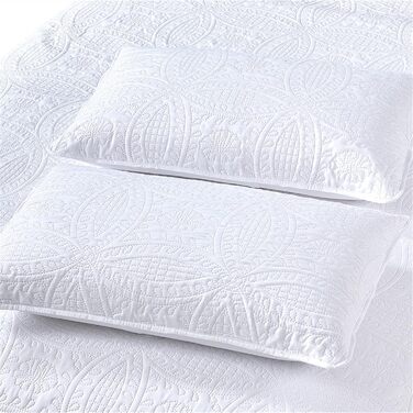 Luxurious Reversible Quilt Set, Embroidered, Cotton, King Size, 3-Piece, Quilted, Quilt Set with 2 Pillowcases, Lightweight and Breathable, Solid Color, Bedspread for Double Bed, Beige