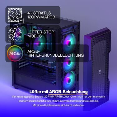 Корпус для ПК Endorfy Regnum 400 Air ATX, загартоване скло, 4x120мм ARGB вентилятори