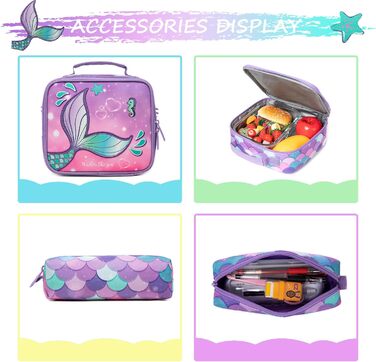 Шкільний рюкзак для дівчинки HTgroce 3 клас. Рюкзак для школи з принтом русалки, колір ліла