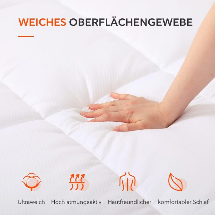 Sweetnight 3D Ultra Soft Mattress Topper Microfibre Polyester Durable Breathable Mattress Pad Mattress Topper Super Soft Fluffy Mattress Cover 120 x 190 x 6 cm White