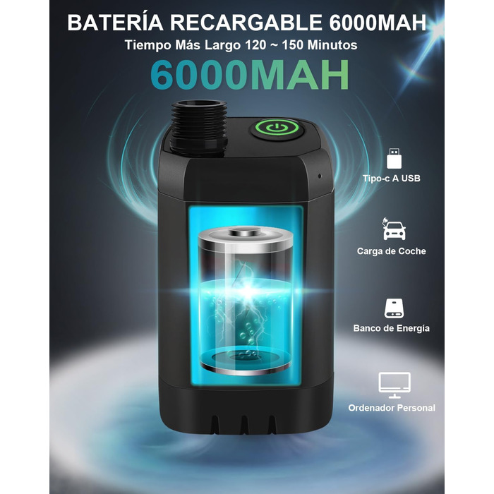 AUTOPkio Camping Shower with Pump, Upgraded Camping Shower 6000mAh Rechargeable Pump, Smart Digital Display for Camp, Outdoor, Pet, Emergency (Black)