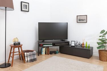 Iris Ohyama TV Furniture, TV Cabinet, TV Stand, TV Wall Mount for screens up to 43 inches, 4 shelves, Extendable, Contemporary, Bedroom, Living Room - TV Cabinet - SAB-100 - White Oak (Black Oak, TV size up to 43 inches, Expandable)