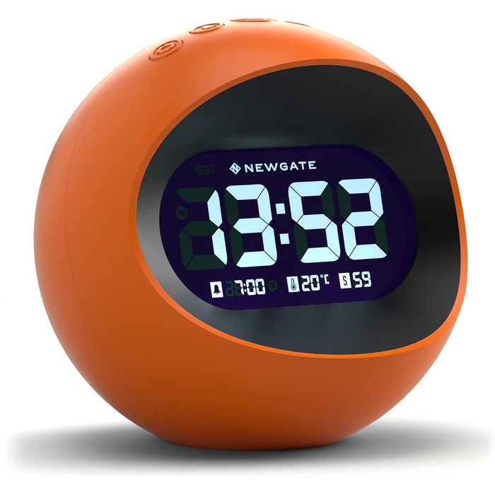 NEWGATE® Digital Centre of the Earth Alarm Clock (Orange with Black LCD Display)